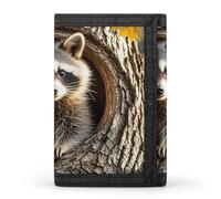 Raccoon in The Fall Tree Hole Slim Wallet Trifold Wallet Credit Card Holder Wallets Stylish Money Clip for Men Women