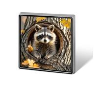 Raccoon in The Fall Tree Hole Square Lapel Pins Backpack Pin Cute Brooch Decoration Brooches for Women Men Fashion Button Badges for Hat Backpacks Purses Jackets Shirt Suit