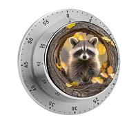 Raccoon in The Fall Tree Hole Timer Stainless Digital Visual Timer Exquisite Mechanical Countdown Time Management Tools with Silent Operation Timer for Kitchen Office Classroom
