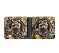 Raccoon in The Fall Tree Hole Wallet for Men Bifold Rfid Blocking Slim Money Clip Front Pocket Wallet Card Holder
