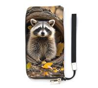 Raccoon in The Fall Tree Hole Wallet Large Capacity Clutch Cash PursePU Leather Long Zipper Pouch Wallet Unisex, white, 20x10.5cm, Wallet