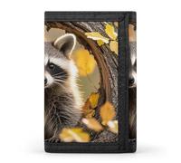 Raccoon in The Fall Tree Hole Wallet Portable Tri Fold Wallet with Zipper Coin Purse for Women Credit Car