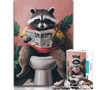 Raccoon in The Toilet Jigsaw Puzzles for Adults 1000 Pieces,Help The Brain Exercise Addictive Toys to Cultivate Patience Suitable for Couples 38x26cm