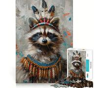 Raccoon Indian Historic Puzzles for Adults 1000 Puzzles Strengthen Memory Anxiety Relief Smooth Edge Warm Surprise (38x52cm)