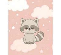 Raccoon Kawaii Composition Notebook: Cute Pink Animal Journal for Girls, Students & Kids - Wide Ruled with Field Lines, 110 Pages, Matte Cover for School or Writing
