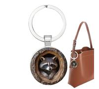 Raccoon Keychain, Raccoons Tree Hole Backpack, Small Animal Keyring, Cute 3D Design Strong Lightweight Build for Wallet, Women’s Purse, Home Decoration, Backpack Accessory, Travel Souvenir Gift