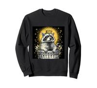 Raccoon King Crowned in Garbage Bin Engraving Sweatshirt