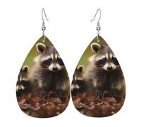Raccoon Leather Earrings Dangle Drop Earring Lightweight Teardrop Earrings Vintage Bohemian Earring for Women Christmas Birthday Gift Fashion Jewelry