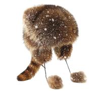 Raccoon Leather Hat Adult Raccoon Tail Hat Coon Hat | Warm Windproof Raccoon Hat Eco-Friendly Wild Frontiersman Style for Dress