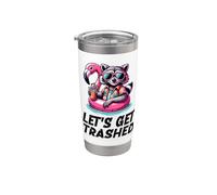 Raccoon Let's Get Trashed Vacation Pool Beach Drinking Drunk Stainless Steel Insulated Tumbler