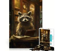 Raccoon Library Reading Jigsaw Puzzles 1000 Piece for Teenagers Logic Ability Toy Relaxing Fun Accurate Cut Artistic Gift (38x26cm)