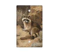 Raccoon Light Switch Cover Plates/Outlet Covers, Nature-Themed Wildlife Design for Rustic Decor, Thermoplastic Wall Plates, Standard Size Blank Cover Plate