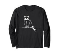 Raccoon Line Art Masked Face Bushy Tail Long Sleeve T-Shirt