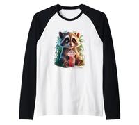 Raccoon Men Woman Boba Tea Kawaii Bubble Tea Raccoon Raglan Baseball Tee