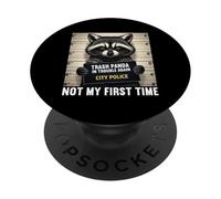 Raccoon Mugshot Trash Panda in Trouble Not My First Time PopSockets Adhesive PopGrip