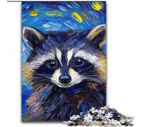 Raccoon Night Sky JigsawPuzzle 1000 Pieces for Teenagers, Pattern Assembly Fun at Home Activities, Birthday Present,Travel Gifts (26x38cm)