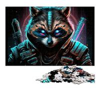 Raccoon Ninja 1000Pc Adults Jigsaw Puzzle Wooden Jigsaw Perfect Home Or Office Decor, Ideal 50x75CM/19.68x29.52inch