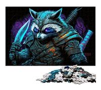 Raccoon Ninja Jigsaws 1000 Pieces for Adults Wooden Jigsaw Puzzles Ideal for Teenagers & Collectors, Travel Gift, Family Activity 50x75CM/19.68x29.52inch