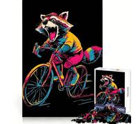 Raccoon on A Bicycle 1000 Piece Jigsaw Puzzles for Teenagers Jigsaw Clear Logic Toy Peaceful Time Perfect Cut Santa Wish List (50x75cm)