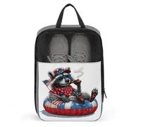 Raccoon on Red White Blue Inflatable Float Shoe Bag for Travel Daily Use Anti-dust Storage Carrier Golf Shoe Pouch