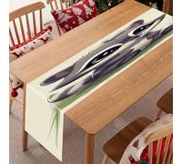 Raccoon on The Grass Linen Table Runner-70.87*12.99 Inch,This Decorative Table Runner is Wrinkle Resistant Table Mat. Embroidered Table Runners As Kitchen Dining and Coffee Tables.