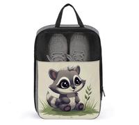 Raccoon on The Grass Shoe Bag with Zipper Closure,Storage Bags with Handle And Portable,Water-Resistant Shoe Pouch Travel Essentials