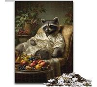 Raccoon on The Sofa Puzzles for Teenagers Teens 1000pc Puzzle, Educational Games DIY Toys with Matching Poster And Trivia Sheet for Age 14+ (50x75cm)
