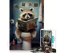 Raccoon on The Toilet Jigsaw Puzzle for Adults 1000 Pieces Mind Puzzle Calm Pastime Image Assembly Lovely Present (50x75cm)