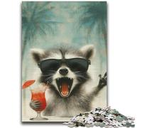 Raccoon on Vacation 1000 Piece Jigsaw Puzzles for Adults Gifts,Decompressing Intellectual Educational Toy Great Gifts And Toys (38x52cm)
