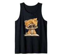 Raccoon Open Book Reading Animal Lover Graphic Portrait Tank Top