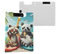 Raccoon Panda Clipboard a4 Clip Board Foldover Document Folder Files for Paperwork with Clips Lightweight Plastic