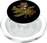 Raccoon Pilot Aircraft Aviator Animal Lover Boys Girls Kids PopSockets PopGrip for MagSafe