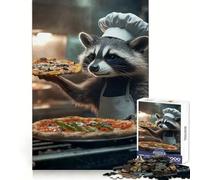Raccoon Pizza Chef Jigsaw Puzzles for Adults1000 Piece Mind Skill Group Joy Quality Edge Art Collection Piece (38x26cm)