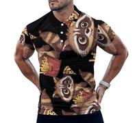 Raccoon Pizza & Fries Printed Mens Polo Shirts Short Sleeve Golf Shirt Casual T-Shirt Top for Work Athletic S