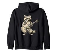Raccoon Playing Electric Guitar Fun Classic Cool Superstar Zip Hoodie