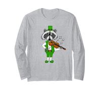Raccoon Playing Fiddle, Violin St Patrick's Day Violinist Long Sleeve T-Shirt