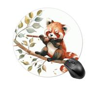 Raccoon Playing Flute Round Gaming Mouse Pad Non-Slip Rubber Base Mousepad Travel Office Mousepads for Desk Funny Waterproof Computer Mouse Mat Cute Laptop Mouspad 7.8x7.8 Inch