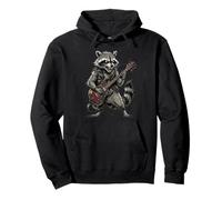Raccoon Playing Guitar Heavy Metal Head Guitarist Funny Pullover Hoodie