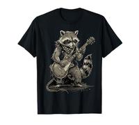 Raccoon Playing Guitar Rock Music Guitarist Funny T-Shirt