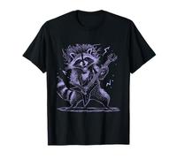 Raccoon Playing Rock Guitar Violet Musician T-Shirt