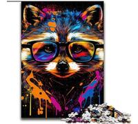 Raccoon Pop Art Animal Jigsaw Puzzles for Adults Teenagers Jigsaws Puzzle, Interesting Stress Reduction Parent-child Interaction (26x38cm)