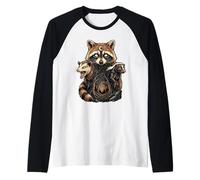 Raccoon Possum Badger Mystical Forest Art Raglan Baseball Tee