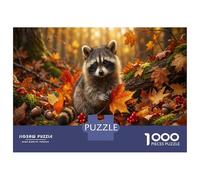 Raccoon Premium 1000 Pieces Thick Cardboard Puzzle Autumn Forest for Older Children 12+ Anxiety Relief Indoor Activity 70x50cm/1000pcs