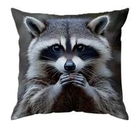 Raccoon Print Decorative Cushion Cover, 45 cm x 45 cm, Gift For Animal Racoon Loving Person, Cushion Cover Only No Insert