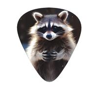raccoon Print Guitar Picks 12-Pack - Assorted Thickness Picks (0.46mm, 0.71mm, 0.96mm) with Storage Box & Assorted Unique Design for Acoustic, Electric, Bass, and Ukulele Players