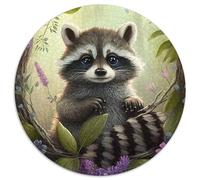 Raccoon Puzzles for 1000 Piece 1000-Piece Round Jigsaw Puzzle Ideal for Lover, Perfect Christmas, New Year, Valentine's Gift 67.5x67.5cm
