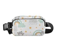 Raccoon Rainbow White Waterproof Fanny Packs Women Large Hip Belt Bag Personalized Crossbody Waist Purse, Raccoon Rainbow White, 8 x 5.3 x 2.3 inch, Funny Cute, Raccoon Rainbow White, 8 x 5.3 x 2.3