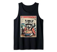 Raccoon Ramen Kimono Woodblock Print Japanese Noodles Tank Top