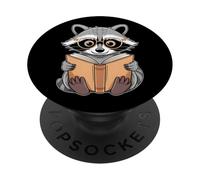 Raccoon Reading A Book Racoon Wearing Glasses Librarian PopSockets Adhesive PopGrip