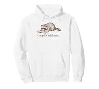 Raccoon Reading Book The Plot Thickens Literary Pullover Hoodie